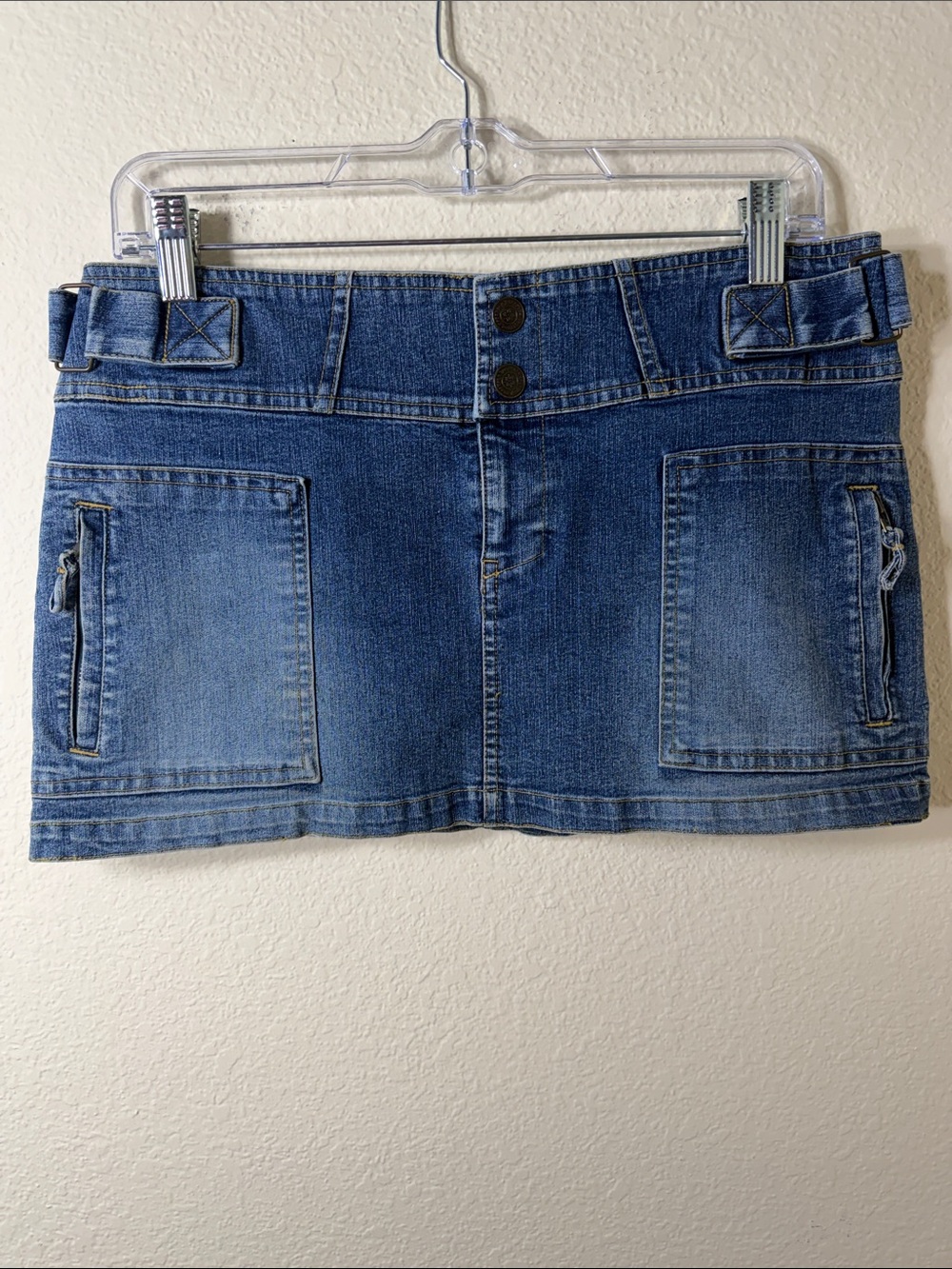 Vintage Y2K Yada Yada Denim Mini Skirt Low Rise Micro Jean Skirt Juniors Size 7